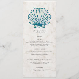 Royal Blue Rustic Seashell Wedding Menu Menükarte