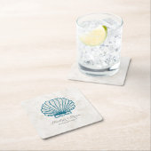 Royal Blue Rustic Seashell Wedding Rechteckiger Pappuntersetzer (Vor Ort)