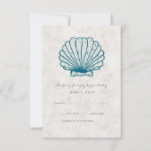 Royal Blue Rustic Seashell Wedding RSVP Card (Vorderseite)