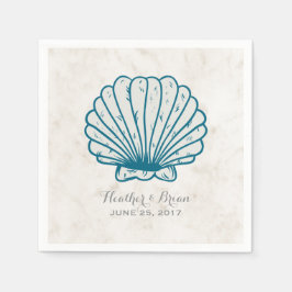 Royal Blue Rustic Seashell Wedding Serviette