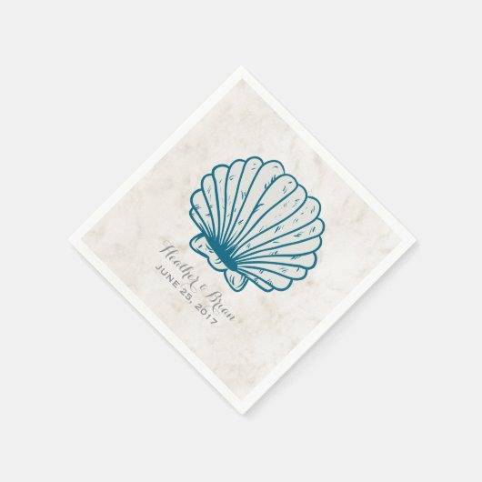 Royal Blue Rustic Seashell Wedding Serviette (Ecke)