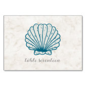 Royal Blue Rustic Seashell Wedding Table Tischnummer (Rückseite)