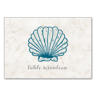 Royal Blue Rustic Seashell Wedding Table Tischnummer