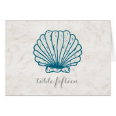 Royal Blue Rustic Seashell Wedding Tischnummer (Vorderseite (Horizontal))
