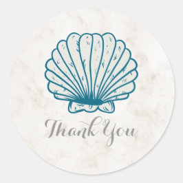Royal Blue Rustic Seashell Wedding Vielen Dank Runder Aufkleber