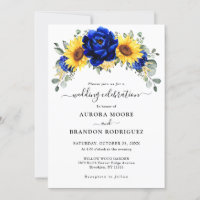 Royal Blue Rustic Sonnenblume Moderne Blumenhochze