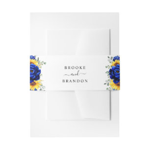 Royal Blue Rustic Sonnenblume Moderne Blumenhochze Einladungsbanderole