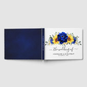 Royal Blue Rustic Sonnenblume Moderne Blumenhochze Gästebuch (Voll)