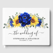 Royal Blue Rustic Sonnenblume Moderne Blumenhochze Gästebuch (Vorderseite)