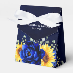 Royal Blue Rustic Sonnenblume Moderne Blumenhochze Geschenkschachtel