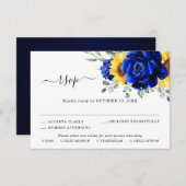 Royal Blue Rustic Sonnenblume Moderne Blumenhochze RSVP Karte (Vorne/Hinten)