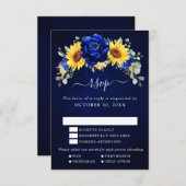 Royal Blue Rustic Sonnenblume Moderne Blumenhochze RSVP Karte (Vorne/Hinten)