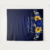 Royal Blue Rustic Sonnenblume Moderne Hochzeit Wandteppich (Vorderseite (Horizontal))