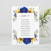 Royal Blue Rustic Sonnenblume Moderne Sitzkarte Einladung (Stehend Vorderseite)