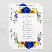 Royal Blue Rustic Sonnenblume Moderne Sitzkarte Einladung (Vorne/Hinten)