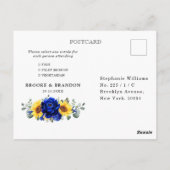 Royal Blue Rustic Sonnenblume Moderne UAWG Pos Postkarte (Rückseite)