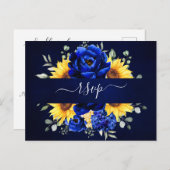 Royal Blue Rustic Sonnenblume Moderne UAWG Pos Postkarte (Vorne/Hinten)