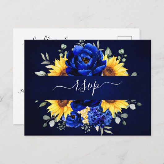 Royal Blue Rustic Sonnenblume Moderne UAWG Pos Postkarte (Vorne/Hinten)