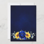 Royal Blue Rustic Sonnenblume Modernes Brautparty Einladung (Rückseite)