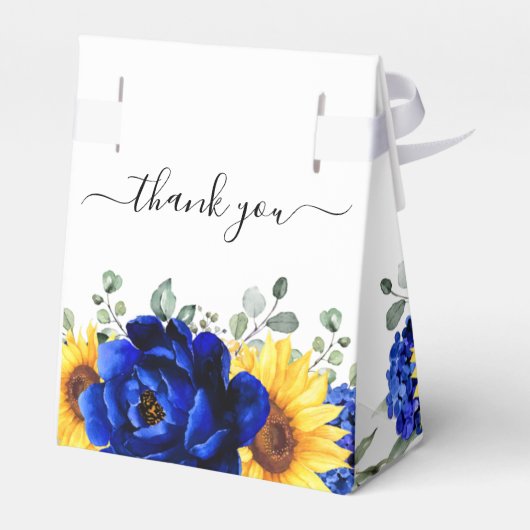 Royal Blue Rustic Sonnenblume Modernes Brautparty Geschenkschachtel (Rückseite)