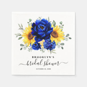 Royal Blue Rustic Sonnenblume Modernes Brautparty Serviette