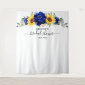 Royal Blue Rustic Sonnenblume Modernes Brautparty Wandteppich (Vorderseite)
