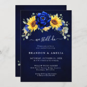 Royal Blue Rustic Sonnenblume Wir machen noch Einl Einladung (Vorne/Hinten)