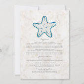 Royal Blue Rustic Starfish Hochzeitsinformationen Einladung (Vorderseite)