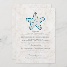 Royal Blue Rustic Starfish Hochzeitsinformationen Einladung