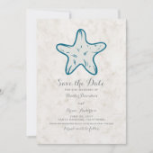 Royal Blue Rustic Starfish Save the Date einladen (Vorderseite)