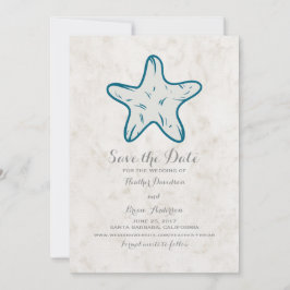 Royal Blue Rustic Starfish Save the Date einladen