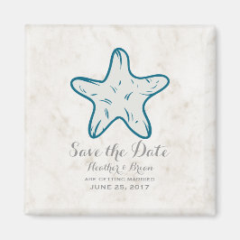 Royal Blue Rustic Starfish Save the Date Magnet