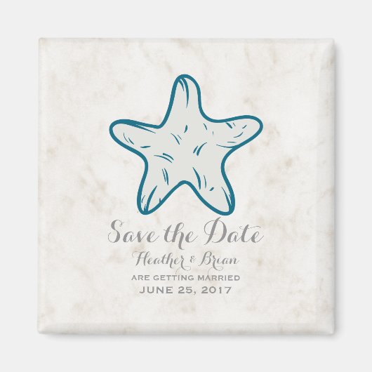 Royal Blue Rustic Starfish Save the Date Magnet (Vorne)