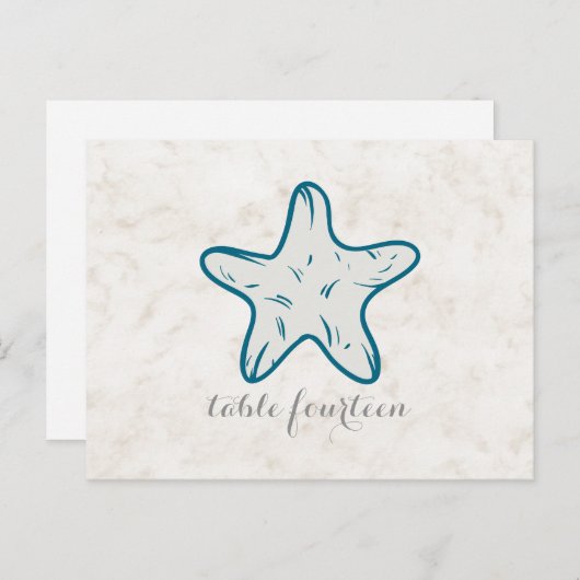 Royal Blue Rustic Starfish Tischnummer Postcard (Vorne/Hinten)