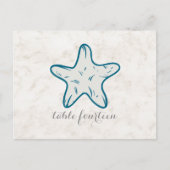 Royal Blue Rustic Starfish Tischnummer Postcard (Vorderseite)