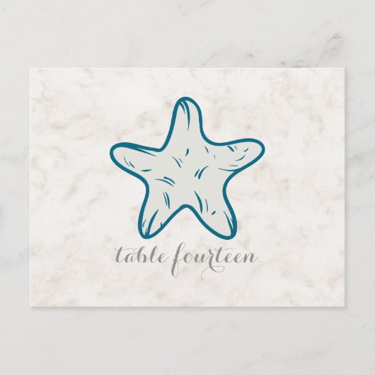 Royal Blue Rustic Starfish Tischnummer Postcard (Vorderseite)