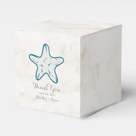 Royal Blue Rustic Starfish Wedding Geschenkschachtel (Vorderseite)