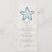 Royal Blue Rustic Starfish Wedding Menu Menükarte (Vorne/Hinten)