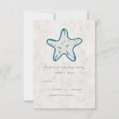 Royal Blue Rustic Starfish Wedding RSVP Card (Vorderseite)