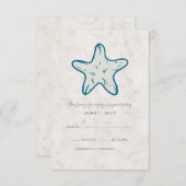 Royal Blue Rustic Starfish Wedding RSVP Card (Vorne/Hinten)