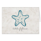 Royal Blue Rustic Starfish Wedding Tischnummer (Vorderseite (Horizontal))