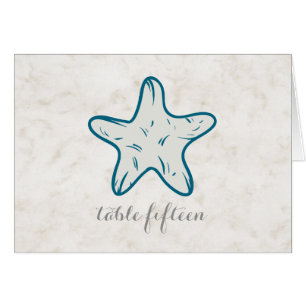Royal Blue Rustic Starfish Wedding Tischnummer