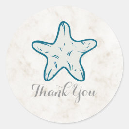 Royal Blue Rustic Starfish Wedding Vielen Dank Runder Aufkleber