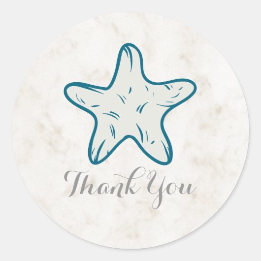 Royal Blue Rustic Starfish Wedding Vielen Dank Runder Aufkleber (Vorderseite)