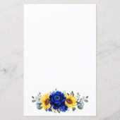 Royal Blue Rustic Sunflower Brautparty Bingo (Rückseite)