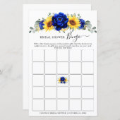 Royal Blue Rustic Sunflower Brautparty Bingo (Vorne/Hinten)