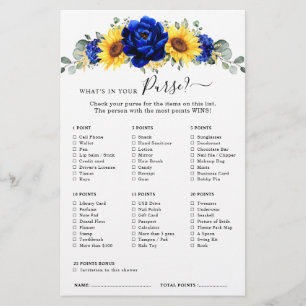 Royal Blue Rustic Sunflower Brautparty Game