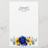 Royal Blue Rustic Sunflower Brautparty Game (Rückseite)