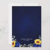 Royal Blue Rustic Sunflower Geometric Wedding Inv Einladung (Rückseite)