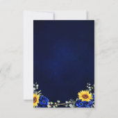 Royal Blue Rustic Sunflower Geometric Wedding RSV RSVP Karte (Rückseite)